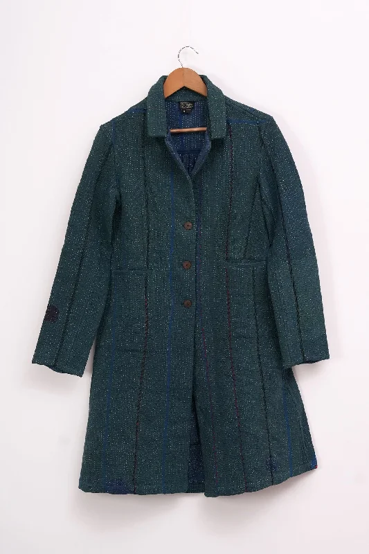 Teal Blue Vintage Cotton Kantha Jacket Mesh Jacket Canvas Jacket Denim Jacket