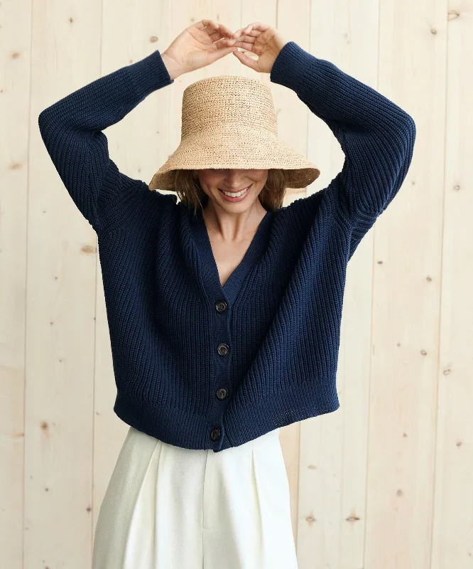 Cropped Cotton Cocoon Cardigan Embroidered Appliqued Beaded