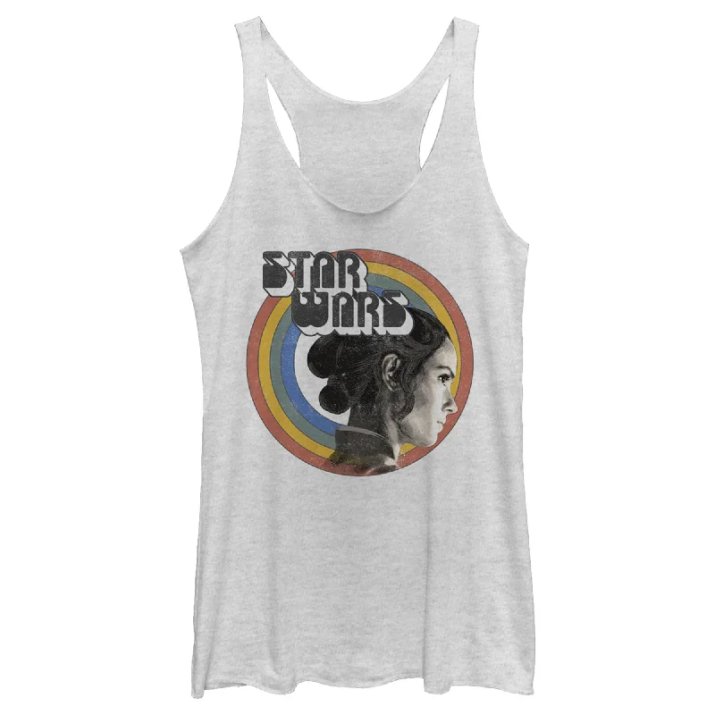Women's Star Wars: The Rise of Skywalker Rey Vintage Rainbow Racerback Tank Top stylish tank top Women's Star Wars: The Rise of Skywalker Rey Vintage Rainbow Racerback Tank Top stylish tank top