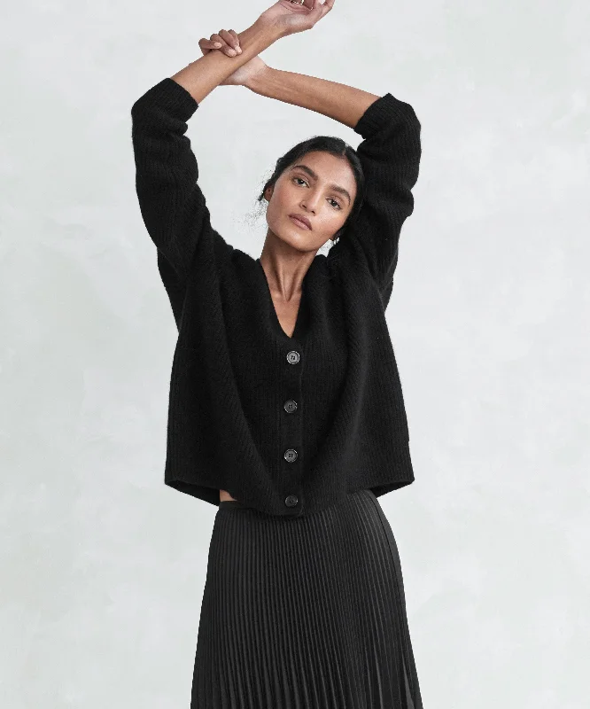 Cropped Cashmere Cocoon Cardigan Anti-Pilling Anti-Shrink Durable