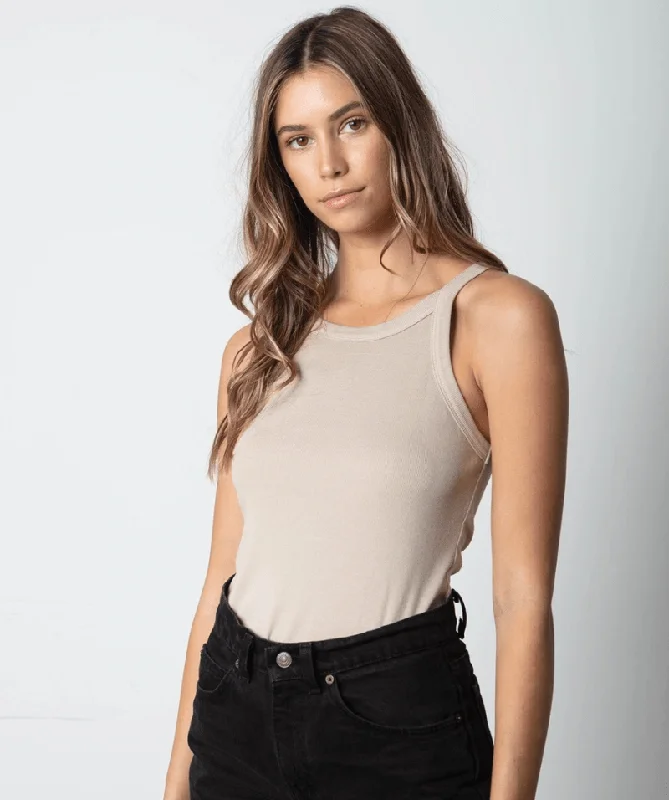 Taupe 90s Rib Tank open back tank