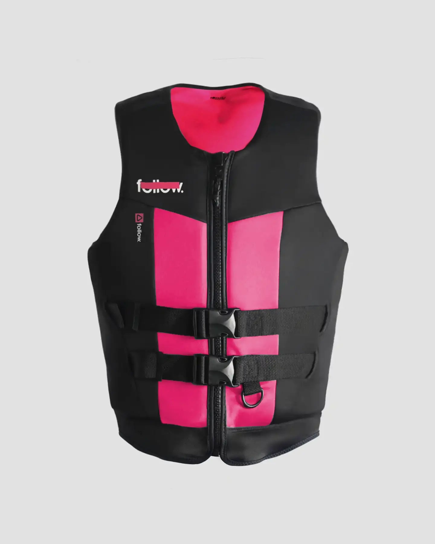 Follow Tact Ladies Life Jacket - Black/Pink One-Shoulder Jacket Off-the-Shoulder Jacket Asymmetrical Jacket