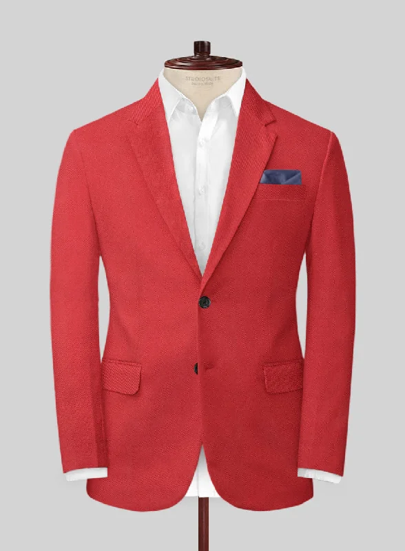 Scabal Red Cotton Stretch Jacket Toggled Jacket Drawstring Jacket Belted Jacket