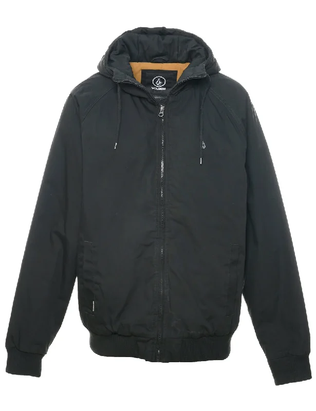 Black Ski Jacket - L Faux Fur Jacket Real Fur Jacket Shearling Jacket