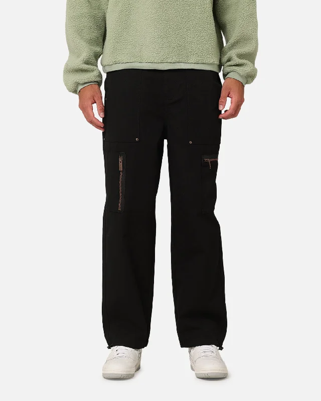 Carre Zip Cargo Pant Black Trendy Wide-Legged Trousers