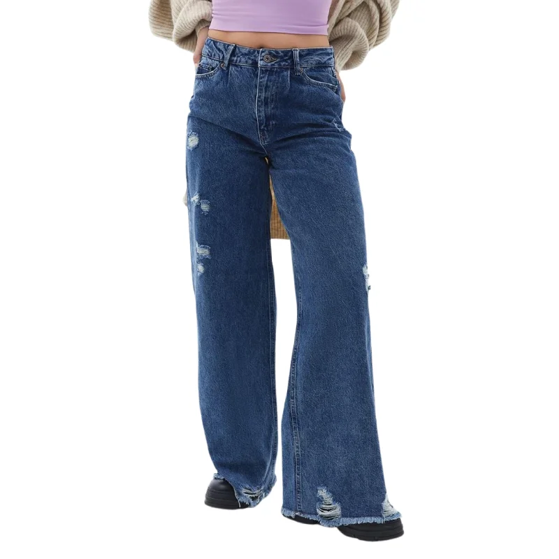 OXXO - High Rise Baggy Fit Denim Pants Casual Wide Pants