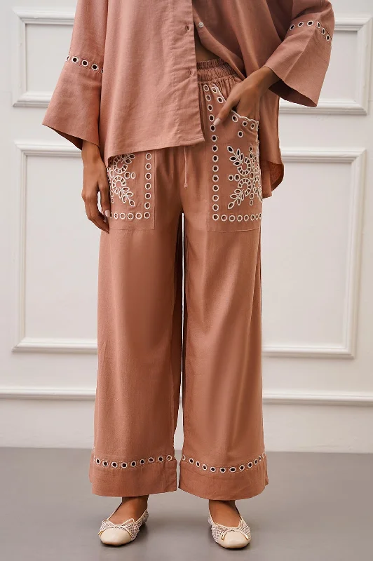 MARRAKESH EMBROIDERED PANTS Trendy Wide-Leg Pants
