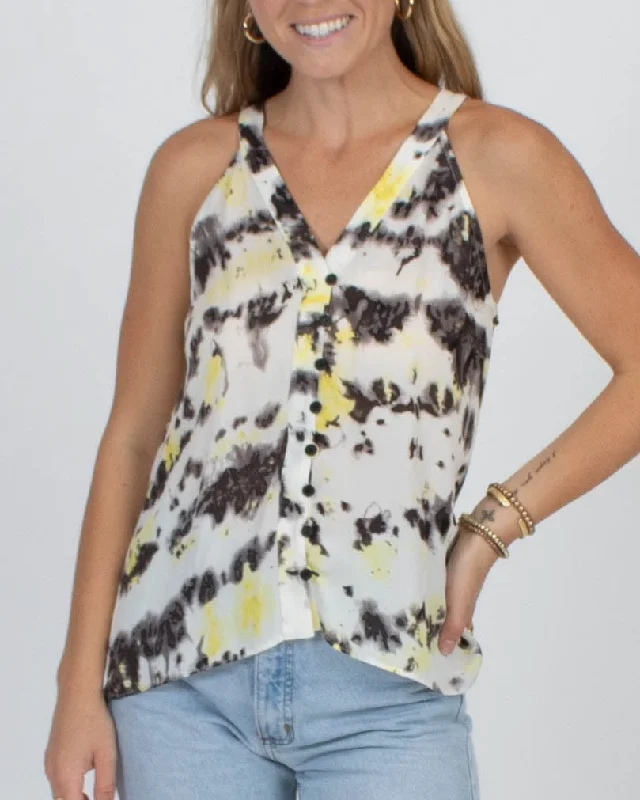 Printed Silk Tank sage tank top