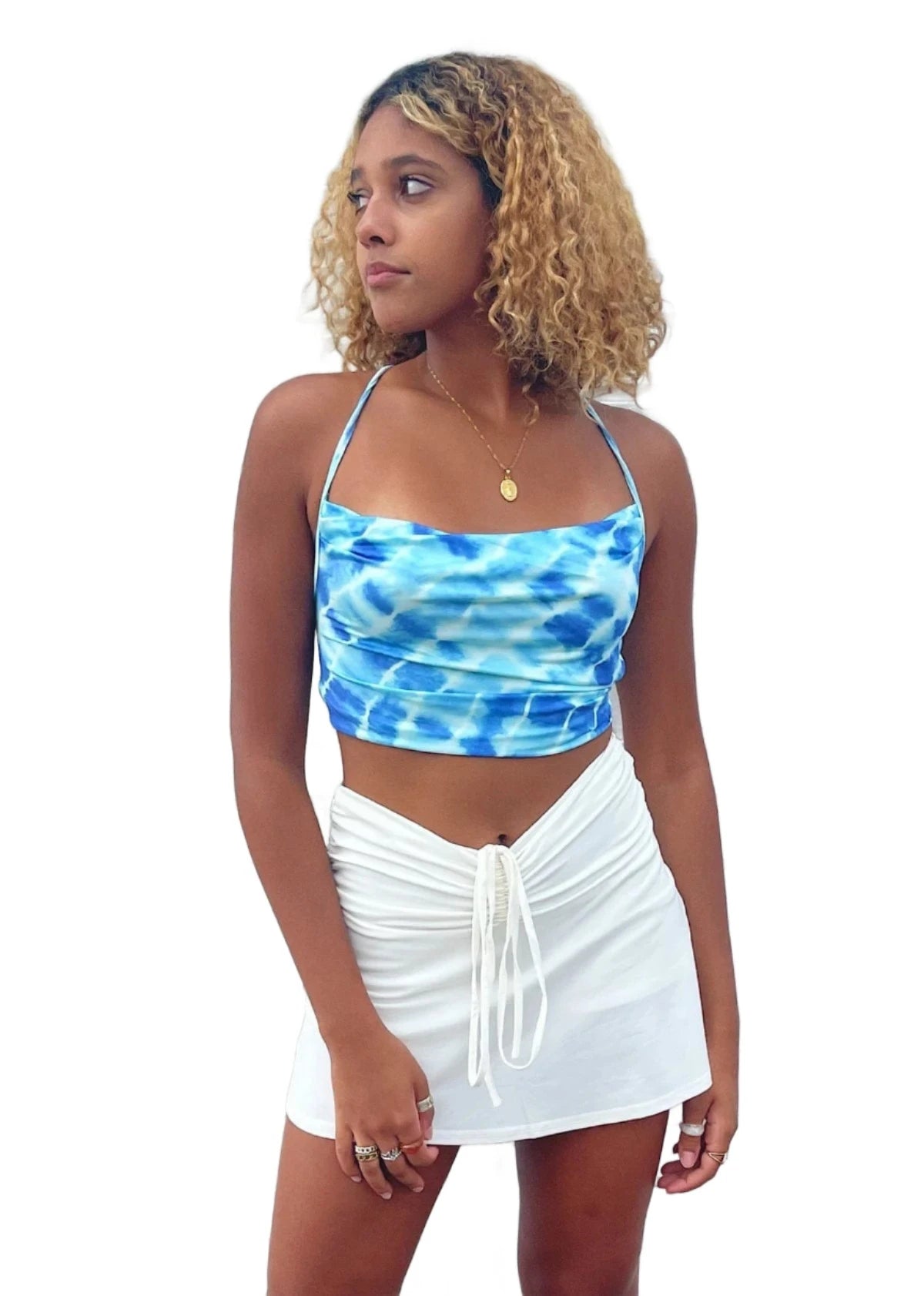 Rock N Rags - "Stay Next To Me" Skirt - White - Adjustable Drawstring Waist linen skirt natural