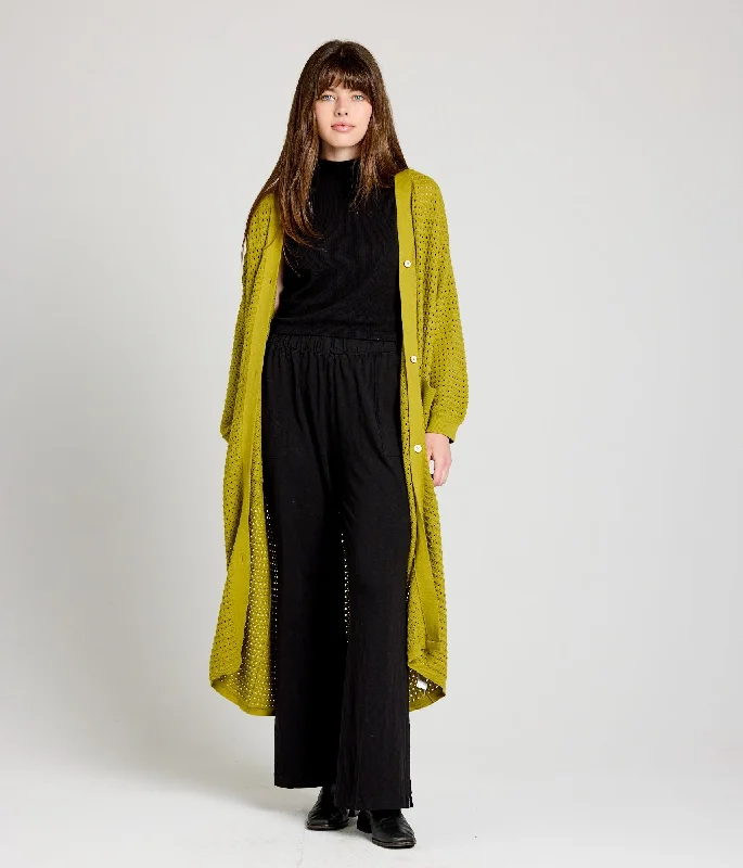 Almond Cardigan - Pear Neon metallic Matte