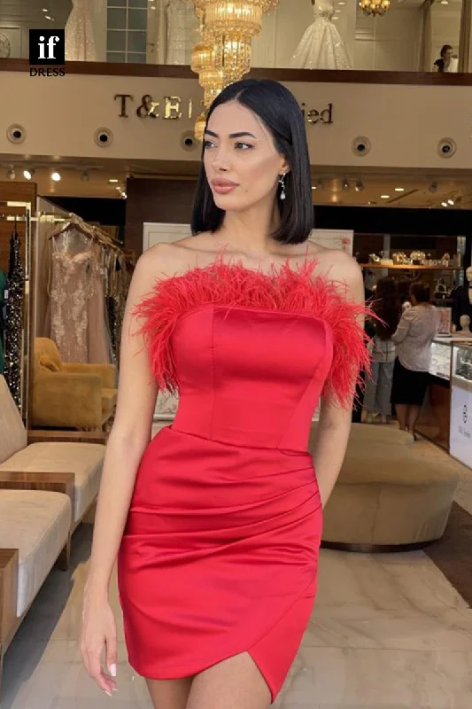 F1860 - Chic Off-Shoulder Feathers Pleats Short Cocktail Homecoming Party Dress Tunics Stylish elegant F1860 - Chic Off-Shoulder Feathers Pleats Short Cocktail Homecoming Party Dress Tunics Stylish elegant