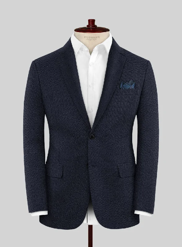 Scabal Somaz Herringbone Blue Wool Jacket Denim Jacket Leather Jacket Suede Jacket