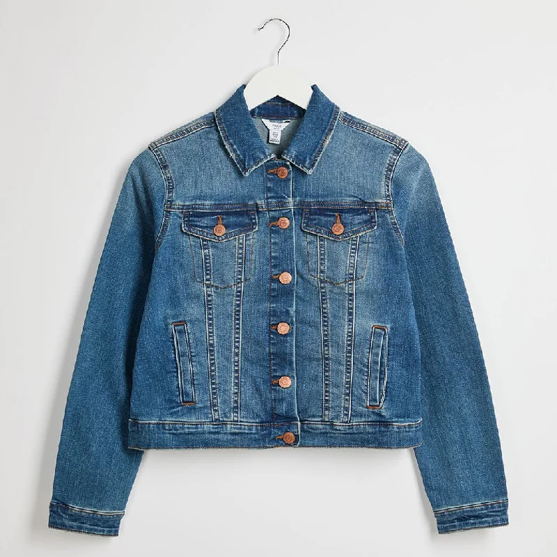 Ladies Midwash Denim Jacket Quilted Jacket Puffer Jacket Insulated Jacket