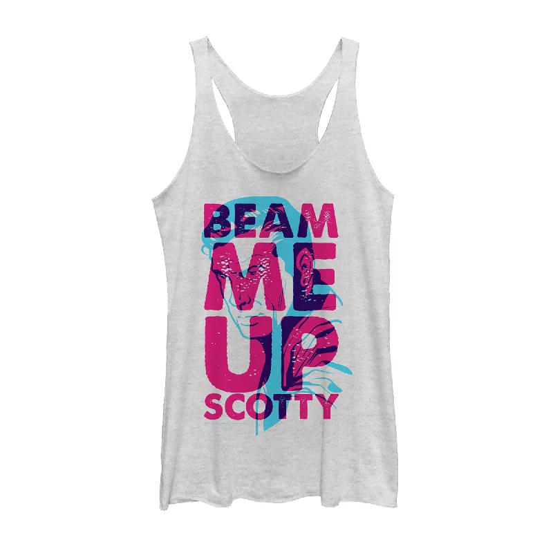 Women's Star Trek Kirk Beam Me Up Scotty 3D Racerback Tank Top high neck tank