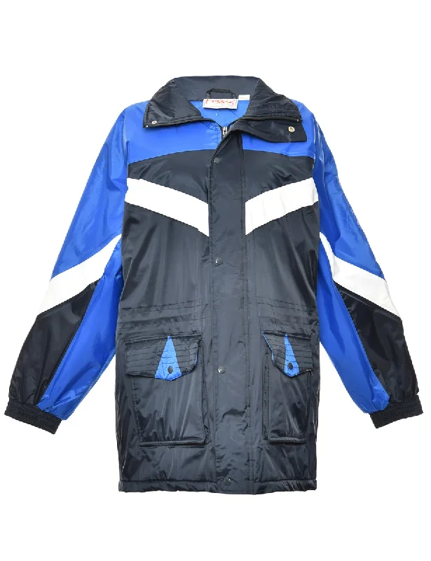 Blue, Black & White Contrasting Mountaineering Jacket - S Faux Fur Jacket Real Fur Jacket Shearling Jacket