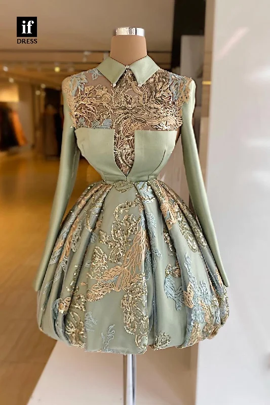 F1812 -Elegant High Neck A-Line Appliques Short Cocktail Homecoming Party Dress Tunics Travel practical F1812 -Elegant High Neck A-Line Appliques Short Cocktail Homecoming Party Dress Tunics Travel practical