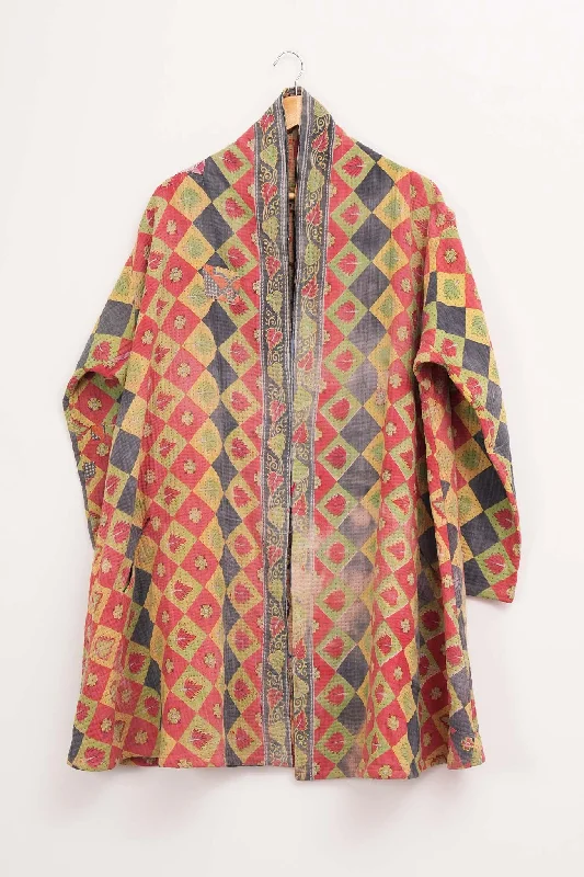 Multi Color Vintage Cotton Kantha Jacket Elasticated Jacket Padded Jacket Insulated Jacket