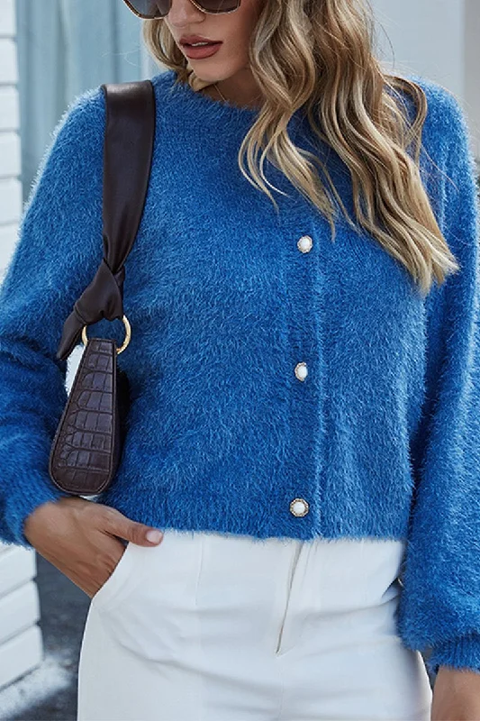 WOMEN LOOSE FIT FURRY WARM FALL WINTER CARDIGAN Rayon Fabric Velvet Fabric Corduroy Fabric
