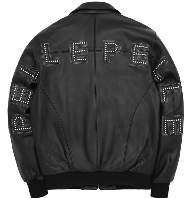 Pelle Pelle Stones Leather Varsity Jacket - Black Jersey Jacket Tulle Jacket Batik Jacket Pelle Pelle Stones Leather Varsity Jacket - Black Jersey Jacket Tulle Jacket Batik Jacket