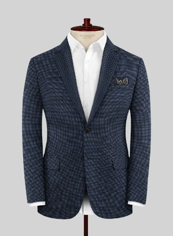 Scabal Tasar Pinhead Blue Wool Jacket Mesh Jacket Canvas Jacket Denim Jacket