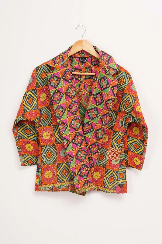 Multi Color Vintage Cotton Kantha Jacket Zippered Jacket Buttoned Jacket Snapped Jacket