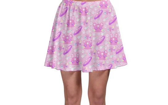 Cosmic Cuties Pink Skater Skirt [Made To Order] wool skirt sturdy