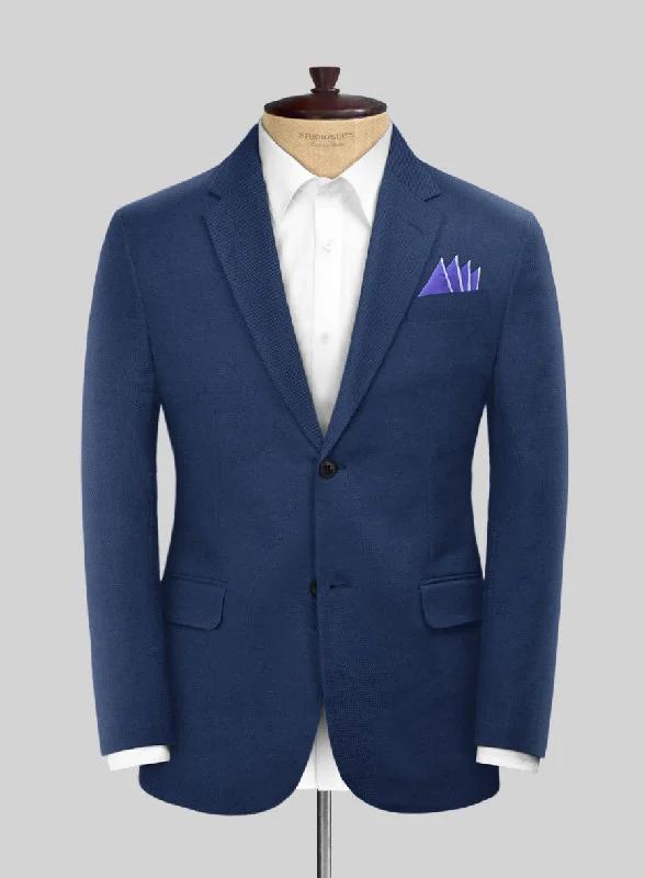 Scabal Indigo Blue Cotton Stretch Jacket Front Pockets Side Pockets Patch Pockets