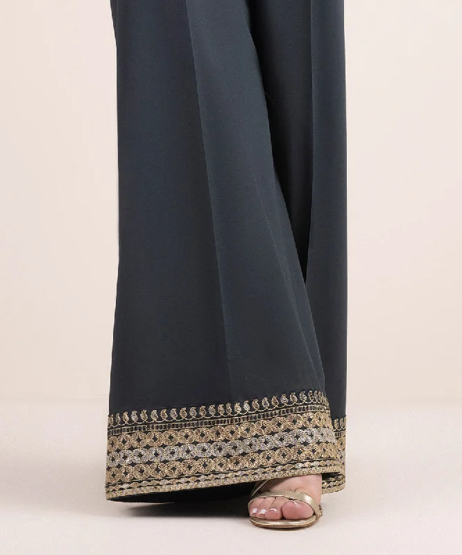 Embroidered Cambric Flared Pants Fashionable Track Pants
