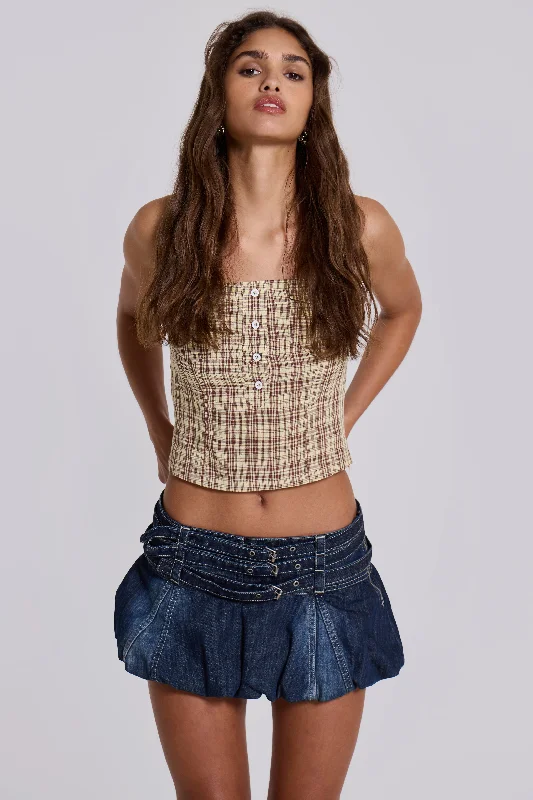 Alana Denim Puffball Micro Skirt corduroy skirt durable