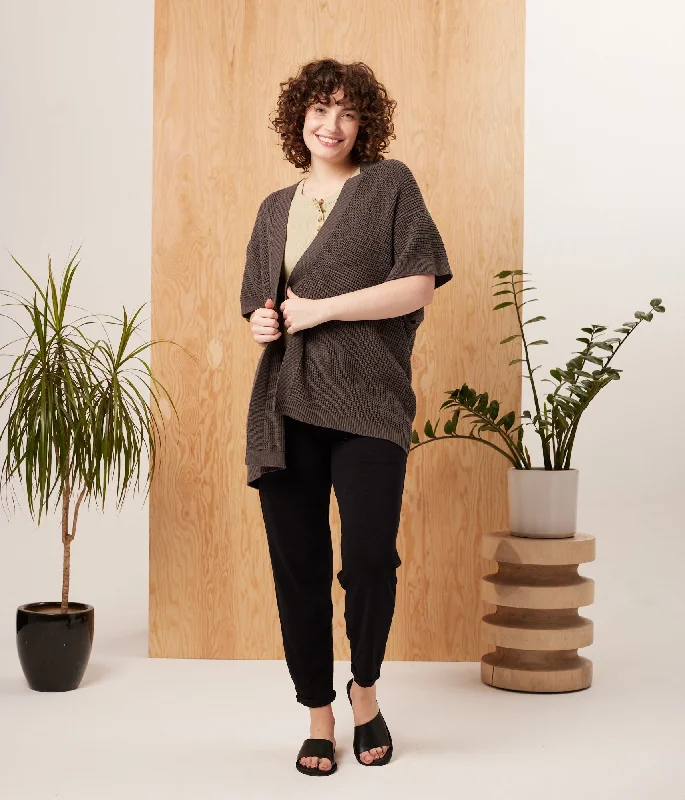 Novak Cardigan - Charcoal Hooded Cardigan Collared Cardigan Shawl Collar