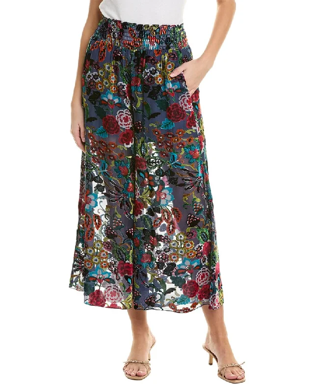 Johnny Was Petite Minto Burnout Rachel Silk-Blend Pant Soft Stretch Pants
