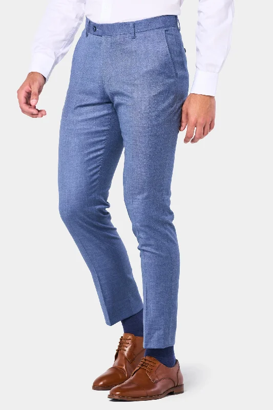 Blue Sharkskin Pants Modern Skinny Pants
