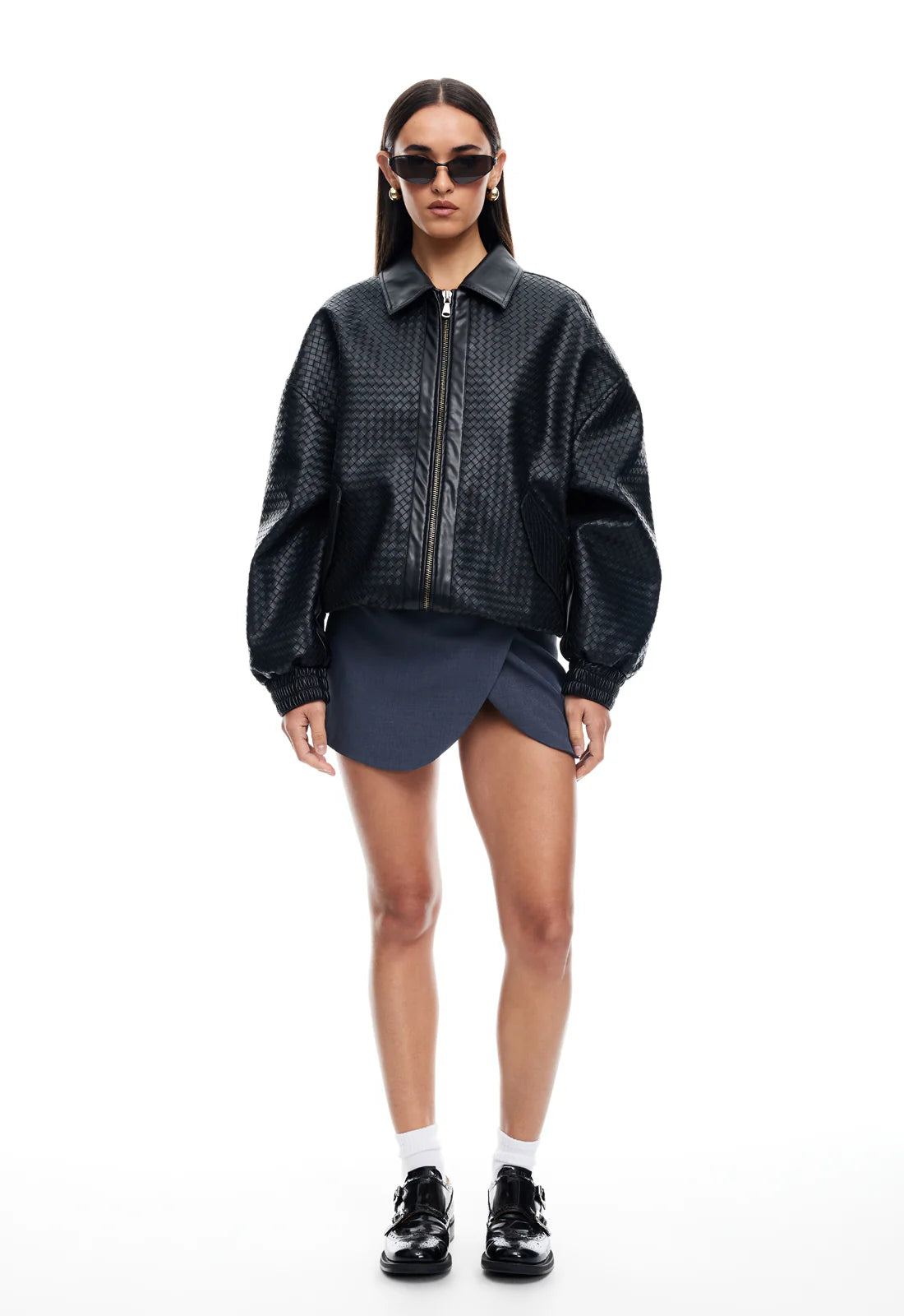 LIONESS - "Anja" - Mini Skirt Slate ruffled skirt detail