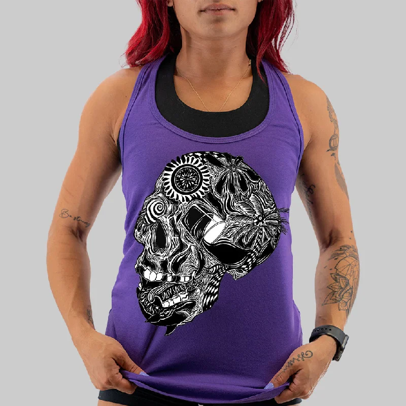 Ladies "Out of My Mind Skull" Racerback Tank bright tank top