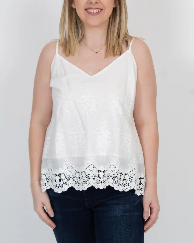 V Neck Embroidered Tank cotton tank top