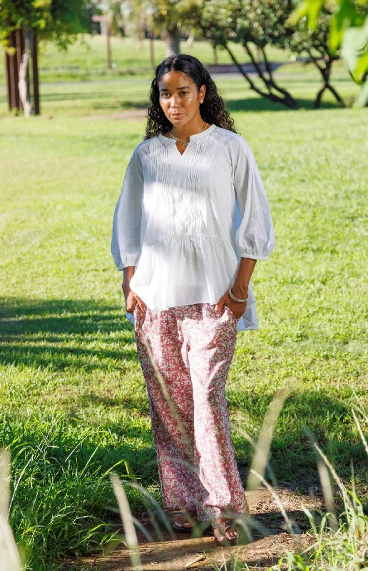 Block Print Relaxed Pants Trendy Palazzo Pants