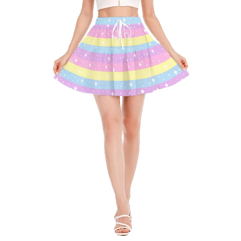 Rainbow Ribbon Ruffled Mini Skirt corduroy skirt durable