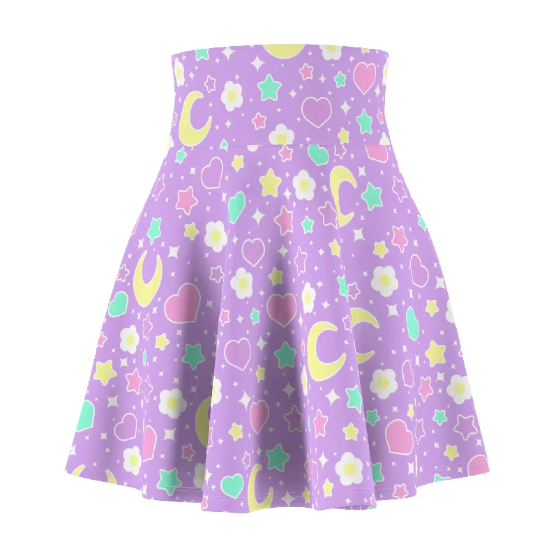 Magical Spring Purple High Waist Skater Skirt lace skirt delicate