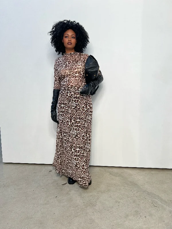 Turtleneck & Slip Skirt Set- Leopard denim skirt casual