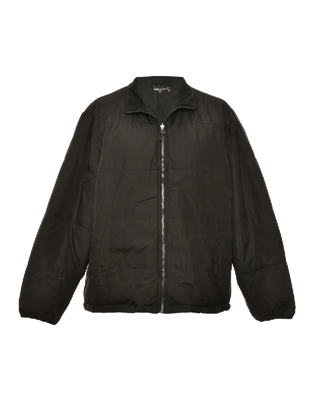Zip-Front Black Puffer Jacket - XL V-Neck Jacket Boat Neck Jacket Square Neck Jacket