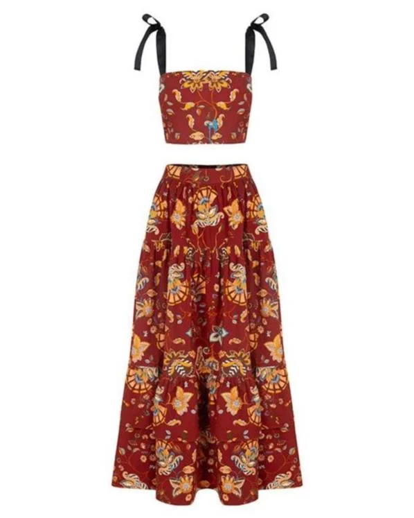 Mia Top And Skirt Set Burgundy wool skirt warm
