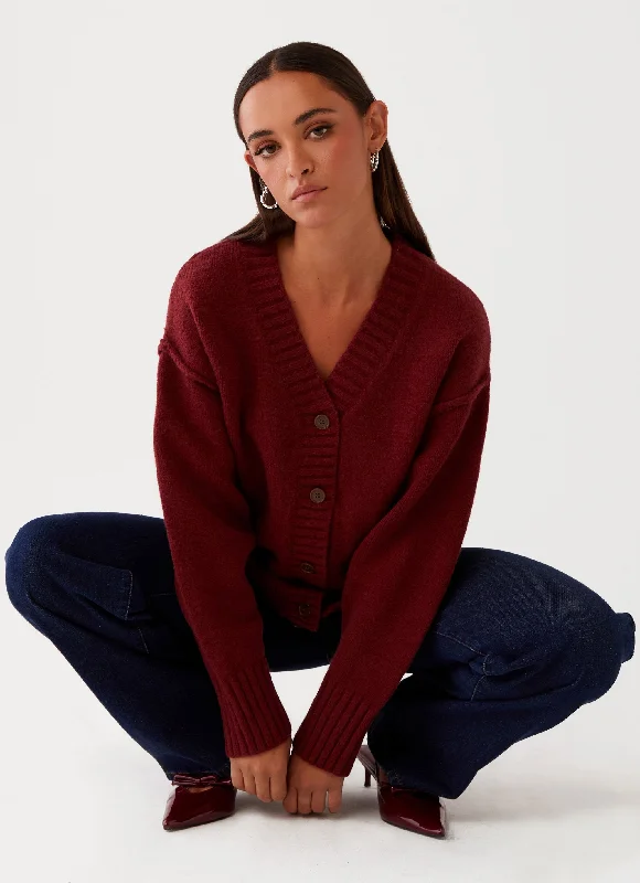 Tell Me More Oversized Cardigan - Maroon Hooded Caped Shawl Collar