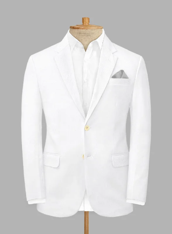Scabal White Cotton Stretch Jacket Hooded Jacket Caped Jacket Shawl Collar Jacket
