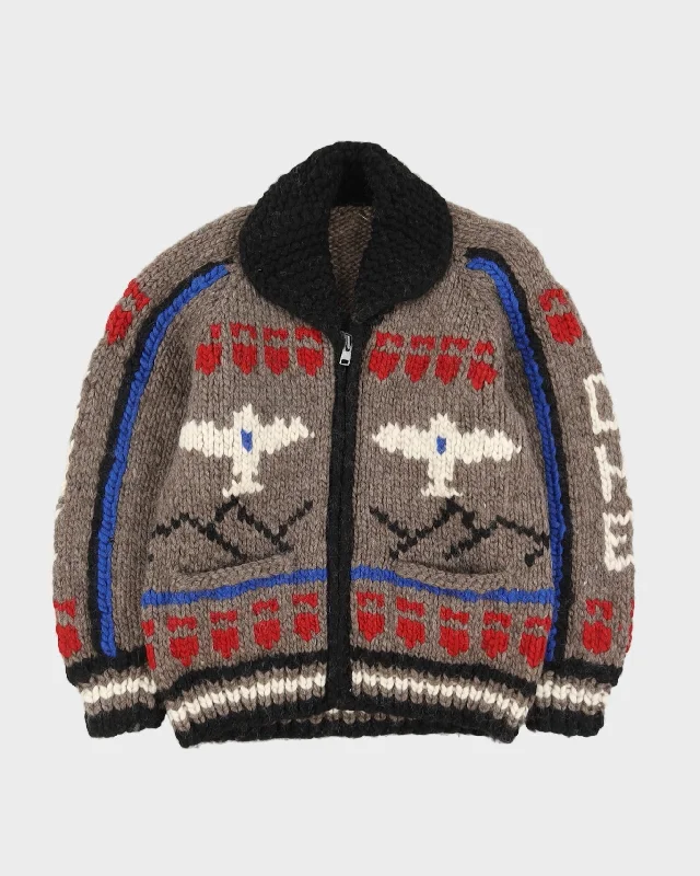 Hand-Knitted Chunky Patterned Cardigan - S Velvet Chenille Corduroy