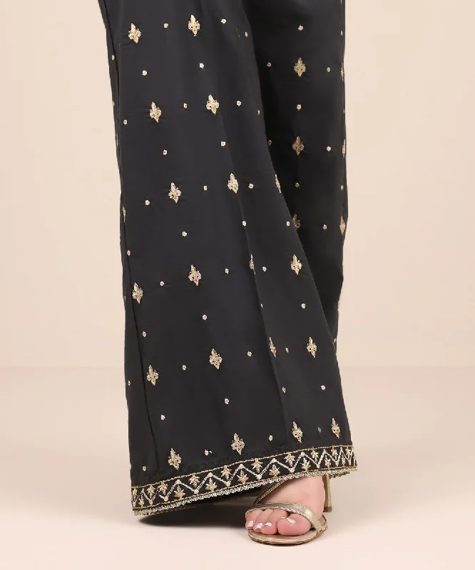Embroidered Cambric Flared Pants Elegant Dress Pants
