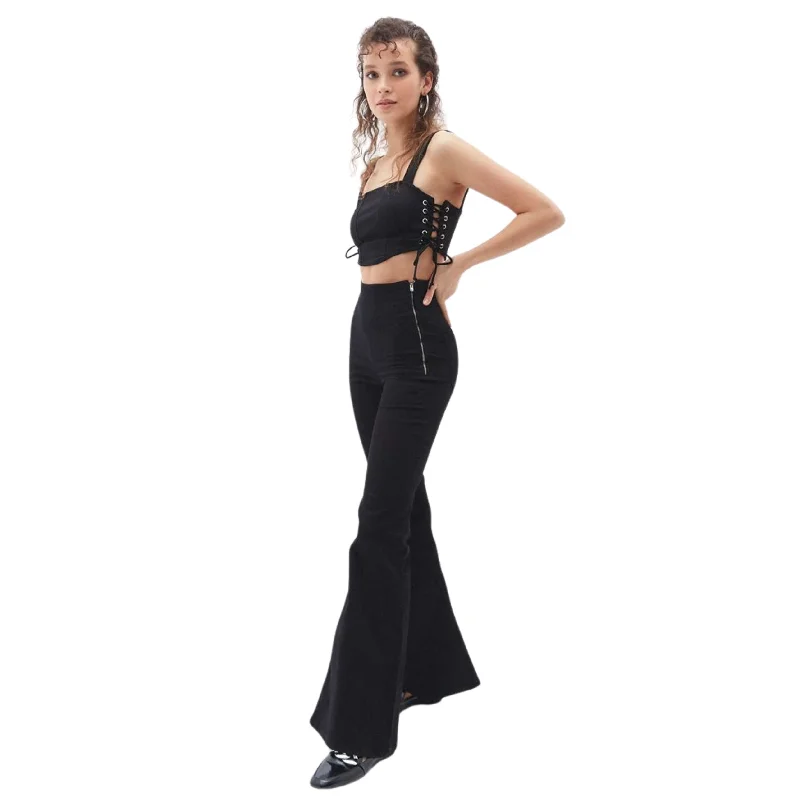 OXXO - High Rise Flared Denim Pants High-Waist Jogger Pants