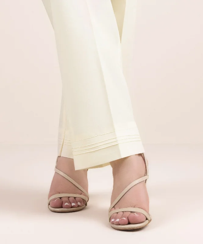 Solid Cambric Straight Pants Formal Linen Trousers