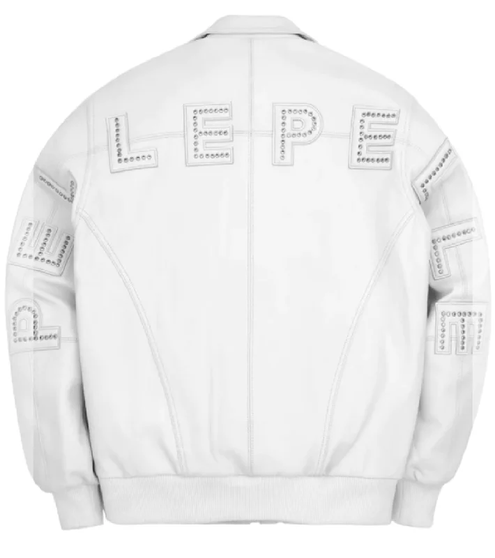 Pelle Pelle Stones Leather Varsity Jacket - White Mesh Jacket Canvas Jacket Denim Jacket Pelle Pelle Stones Leather Varsity Jacket - White Mesh Jacket Canvas Jacket Denim Jacket
