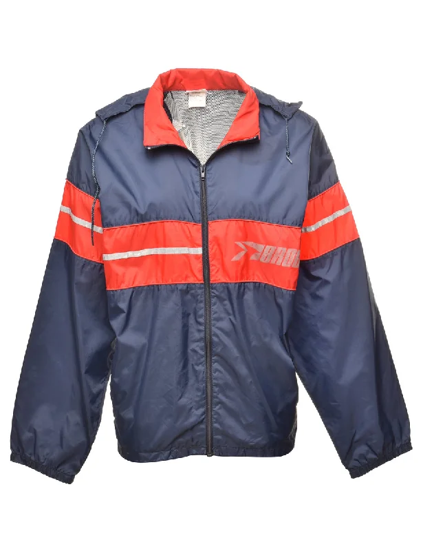 Zip Front Nylon Jacket - L Embroidered Jacket Appliqued Jacket Beaded Jacket