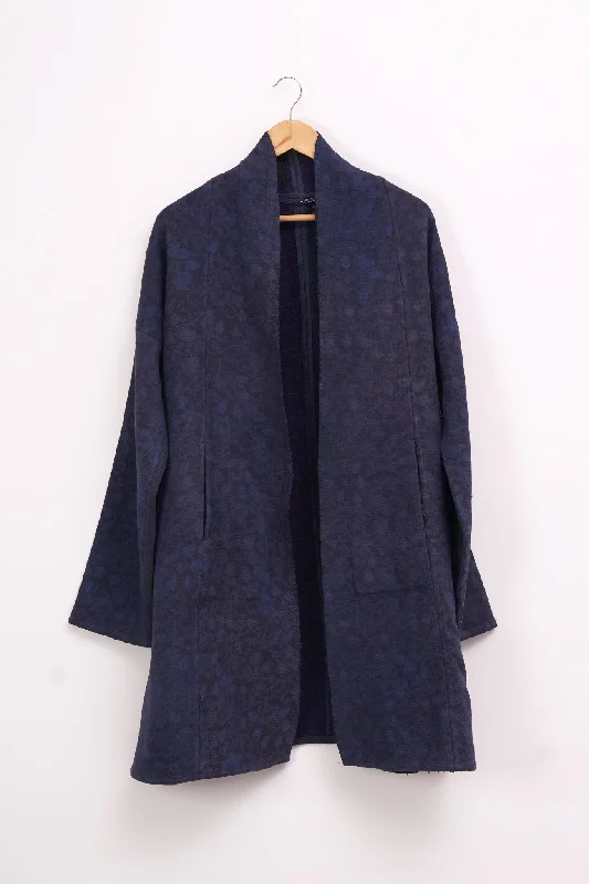 Navy Blue Vintage Cotton Kantha Jacket Fleece Jacket Down Jacket Feather Jacket